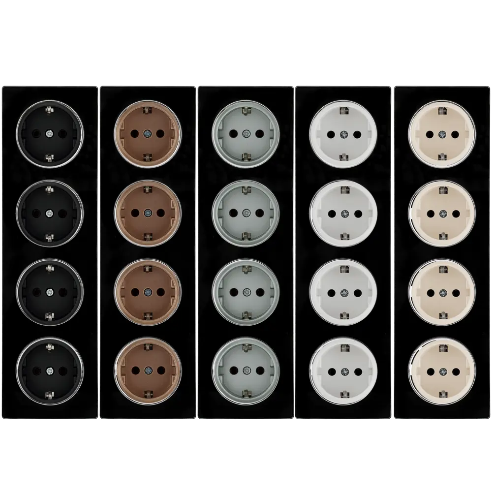 ONEKEYELECTRO Стеклянная рамка для розеток на 4 поста — элегантный черный глянец 82838538 Florence STLM-0036869 - Вид №1