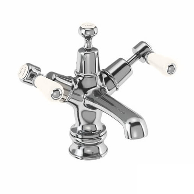 Burlington Смеситель для раковины Kensington Regent с отходами Click-Clack Четверть оборота с черным акцентом KER6 BLA  - Вид №2