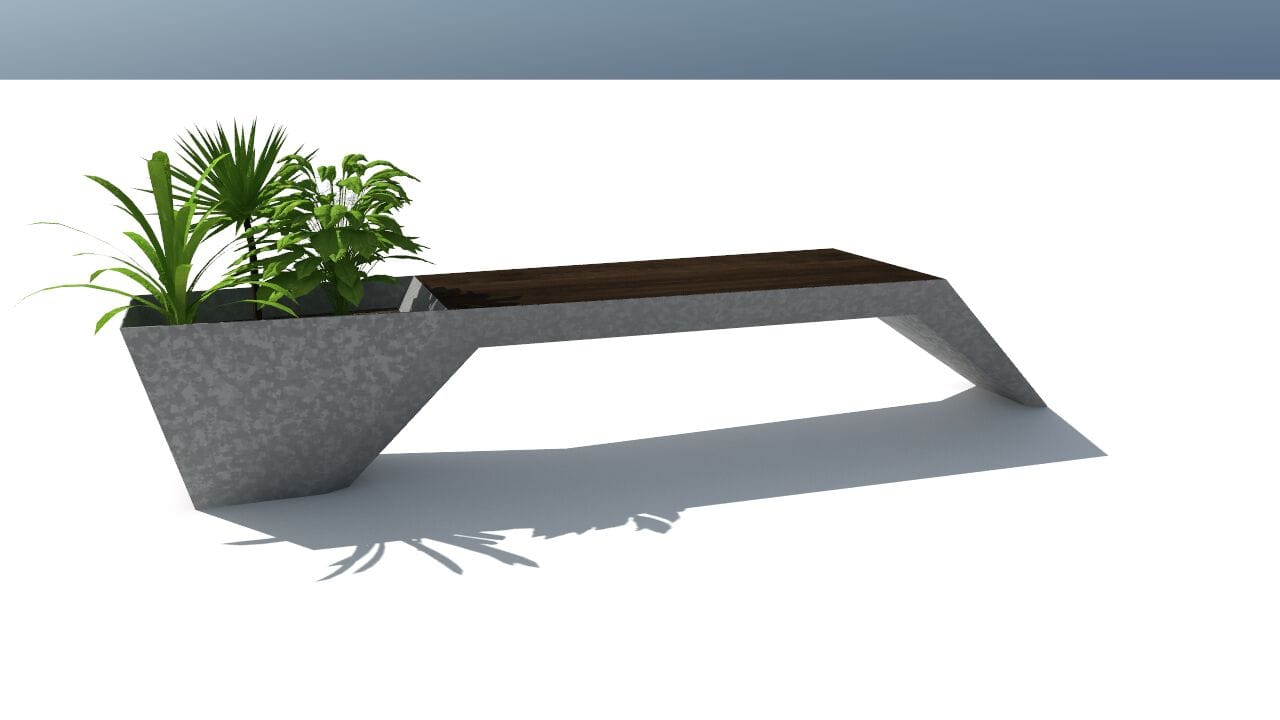 Скамейка из дерева и листового металла со встроенной плантатором без спинки CITYSì URBAN ARCH-00044158 - Вид №14