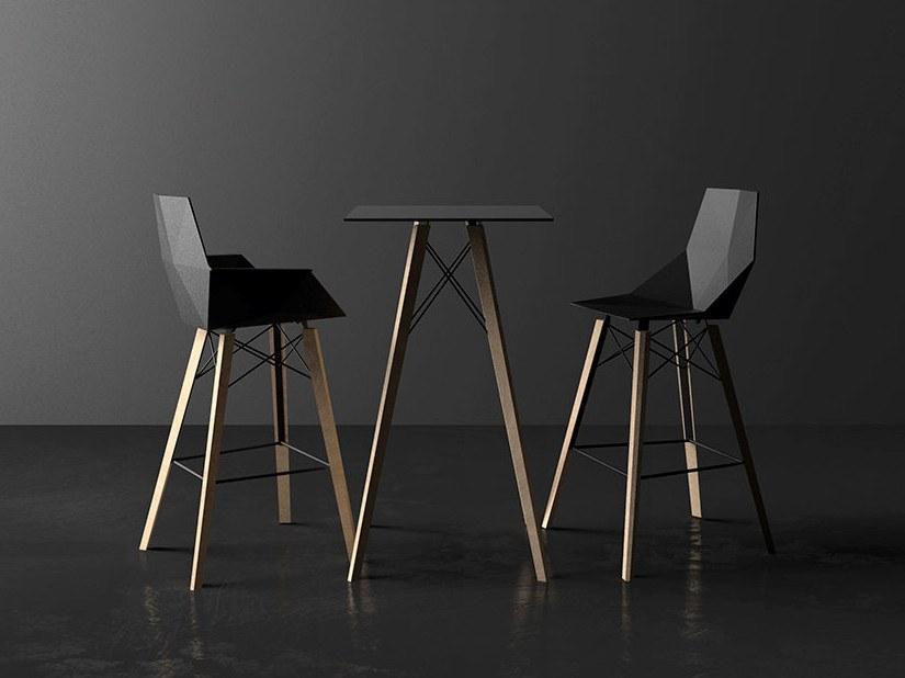 VONDOM Барный стул из полипропилена с подлокотниками Faz wood 54302, 54302f - Вид №3