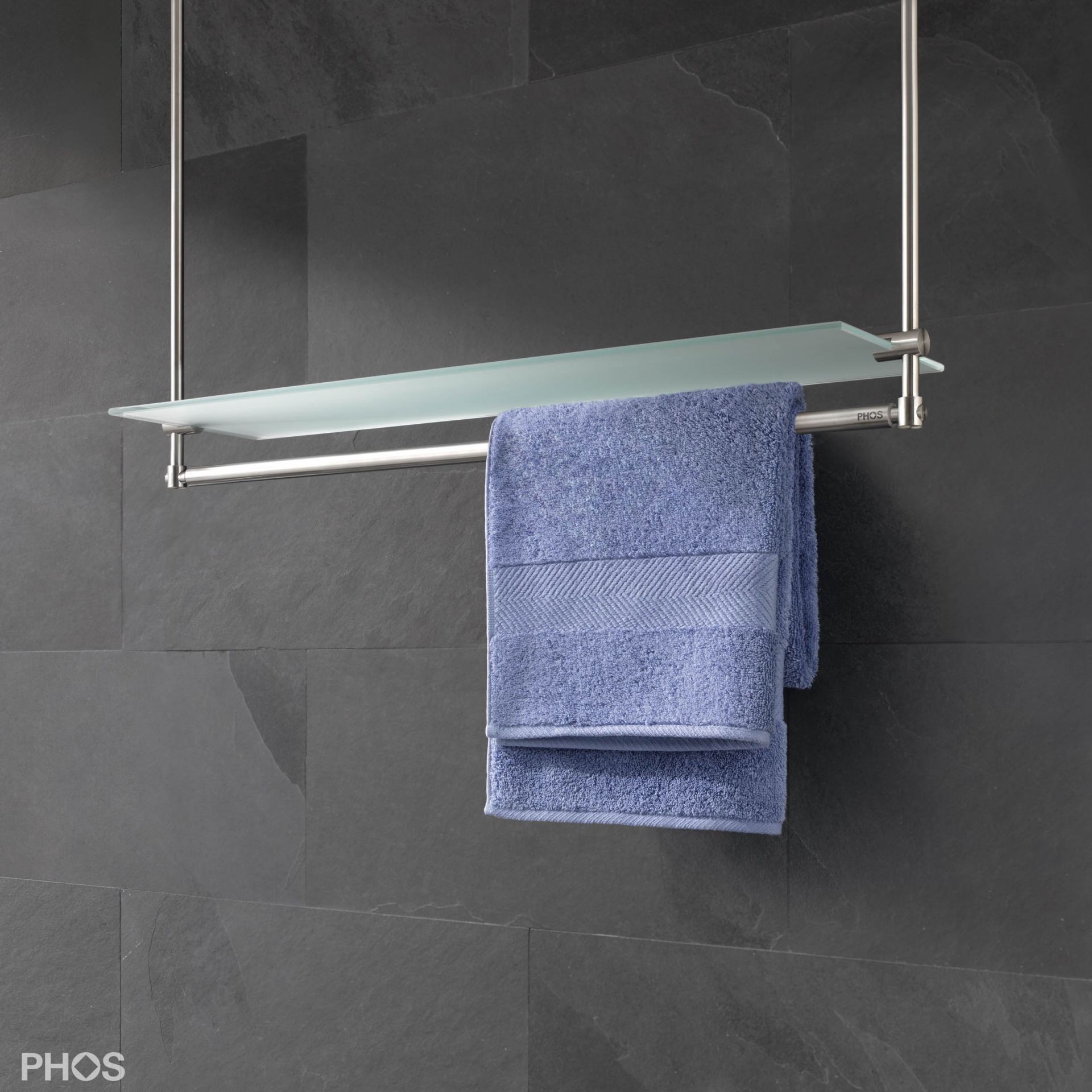 T0G-B Полотенцесушитель с полотенцесушителем и стеклянной полкой, потолочный монтаж PHOS 