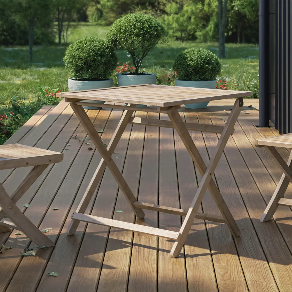 Складной садовый стол BEGINIA Betta из массива акации 70×70 см 89396779 STLM-1567601