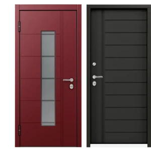 Дверь металлическая Термо РР Стекло, 950 мм, левая, цвет серый