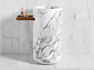 Мраморная отдельно стоящая круглая раковина