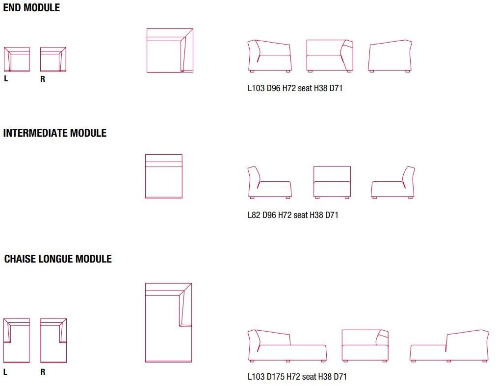 MDF Italia Модульный угловой диван из ткани Thea sun-id-1451619 - Вид №3
