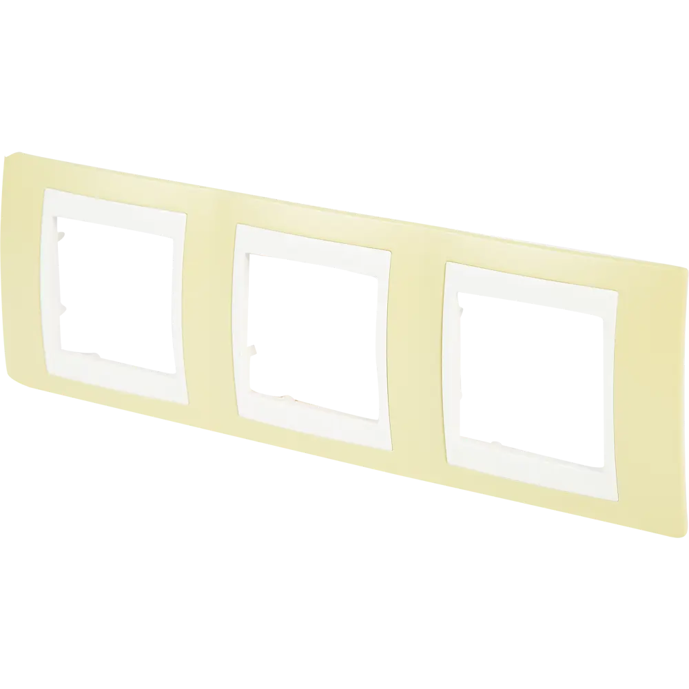 Рамка для розеток и выключателей Systeme Electric Unica 3 поста, цвет зелёное яблоко/белый STLM-2103959 - Вид №1