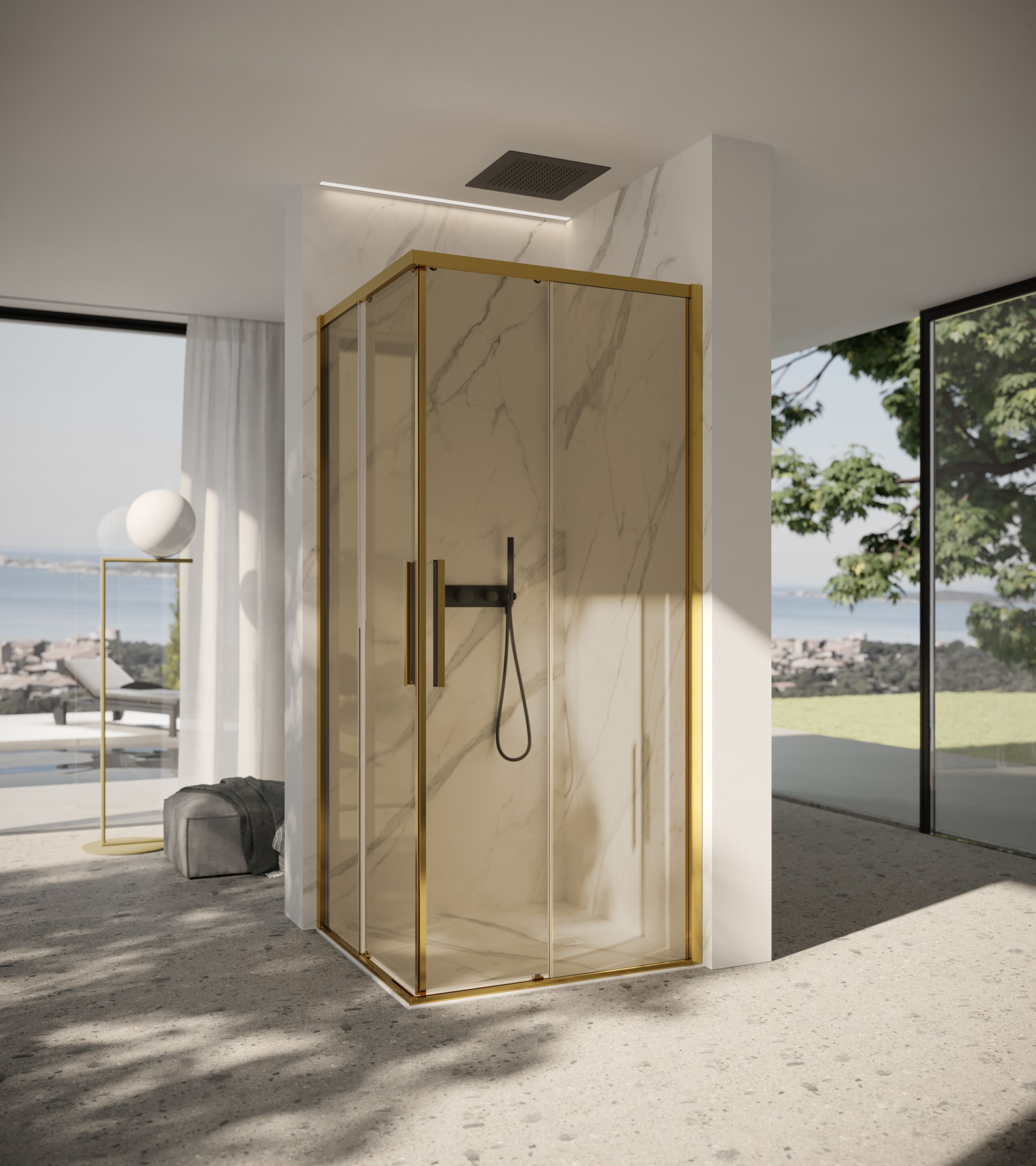 Стеклянная угловая душевая кабина с раздвижной дверью DISENIA EVO ARCH-00139283 - Вид №2