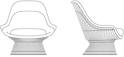 KNOLL Кресло из стали и ткани с подлокотниками Platner sun-id-1394845 - Вид №8