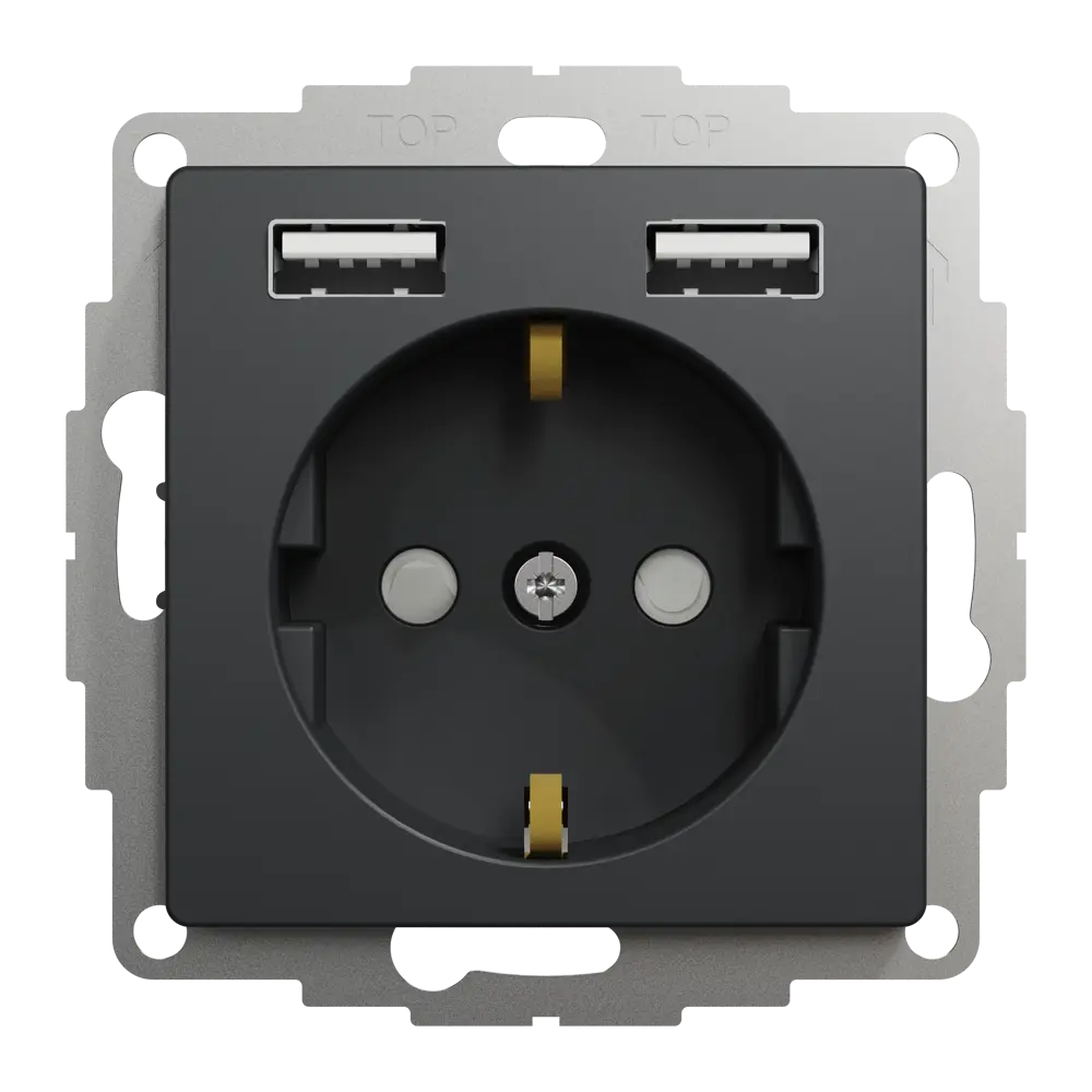 Розетка встраиваемая Systeme Electric Sedna Design с заземлением разъем USB, цвет антрацит STLM-2032555