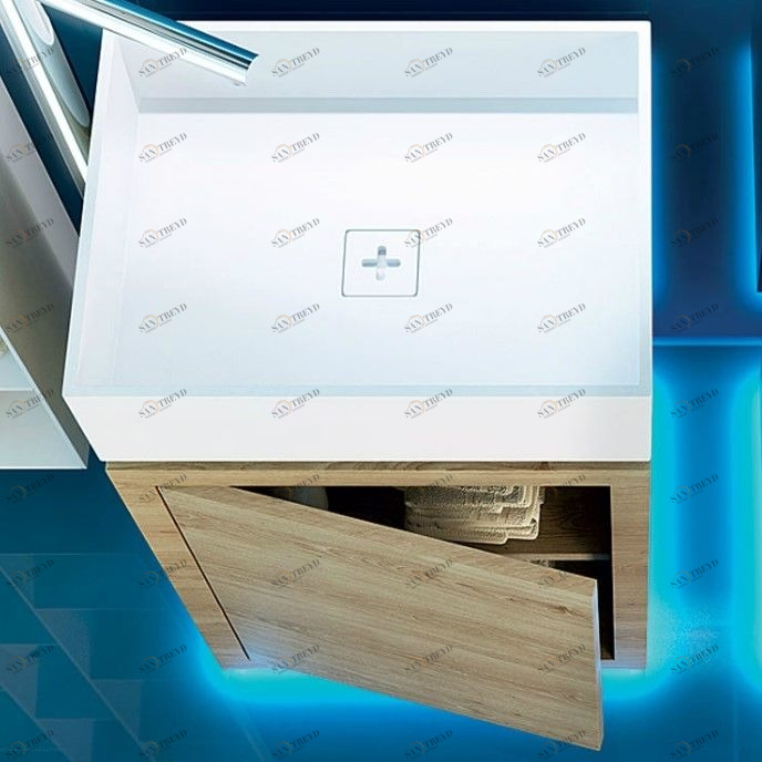 Moma Design Раковина с тумбой Wood Tower 2 BATHROOM белая/дуб натур Woodtower TWLD02CNRN