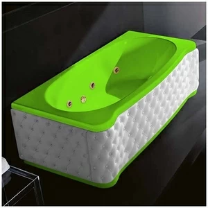 Ванна Gruppo treesse New Classic Young STD-V6747-DX-KB-SZ салатовая с золотой фурнитурой и гидромассажем прямоугольная правая белая кожа
