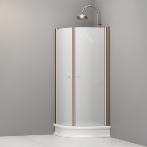 9158S3 Душевая кабина реверсивная DX/SX для душевого поддона четверть круга 80x80, цвет Бронзовый Kerasan RETRO Италия