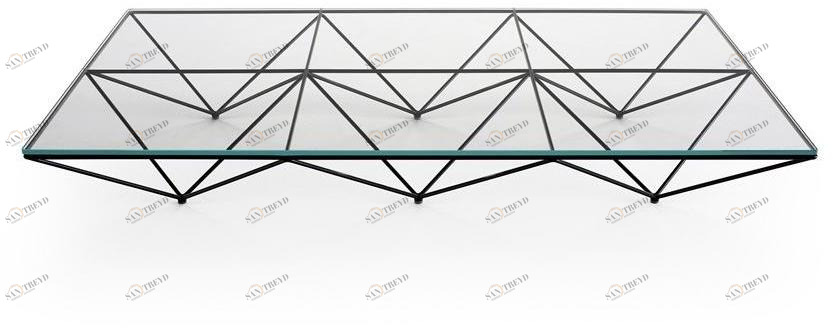 B&B Italia Прямоугольный журнальный столик из стали и стекла sun-id-1516260
