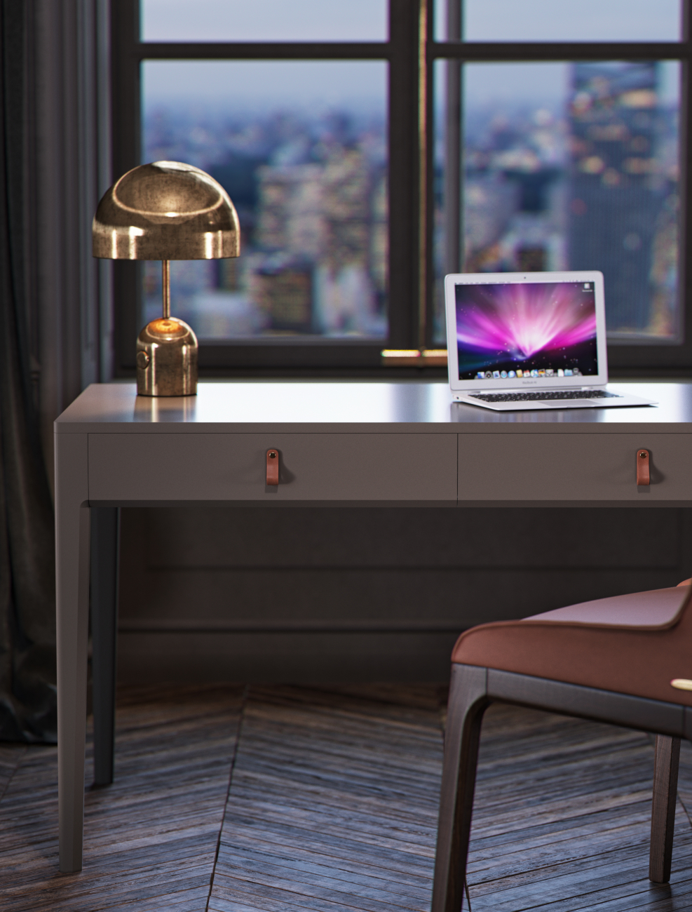 Письменный стол с ящиками черный дуб, бежево-серый Case THE IDEA  210616 Черный  - Вид №3