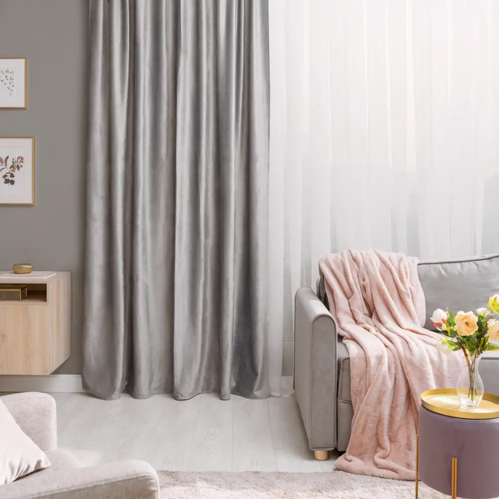 Штора на ленте со скрытыми петлями блэкаут KREAFORTA Annalise 200x280 см серо-зеленый 89405480 STLM-2036174  - Вид №9