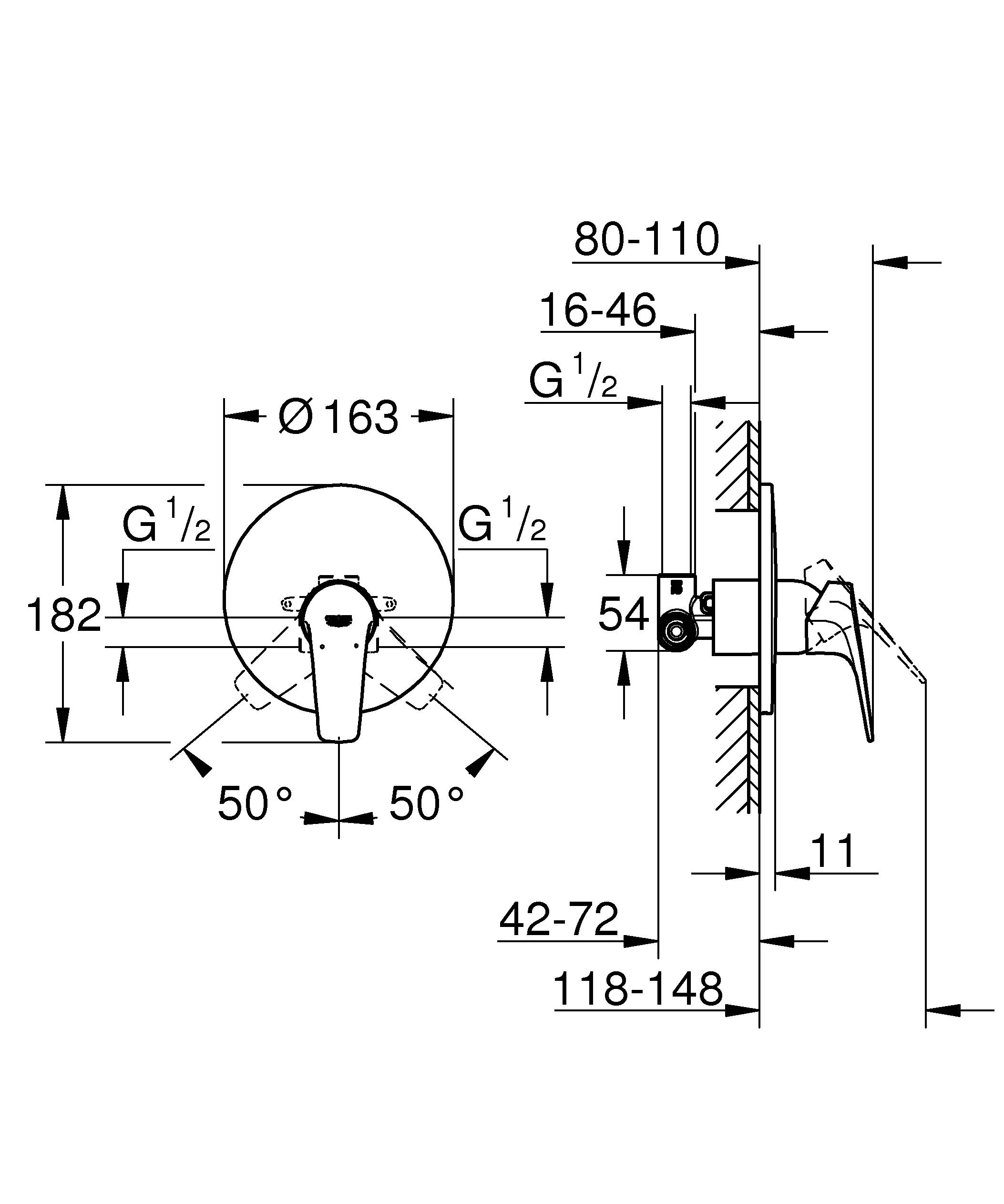 Смеситель для душа GROHE Start Flow, встраиваемый, со встроенным механизмом (29116000) - Вид №1