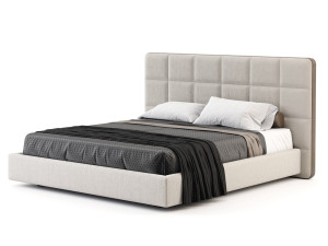 Бархатная двуспальная кровать с мягким изголовьем