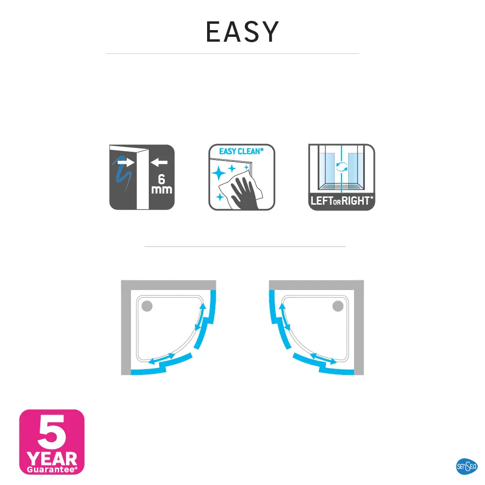 Комплект стекол для душевой ширмы Sensea Easy 1/4 круга 100x100 см прозрачное, цвет профиля на выбор STLM-2072850 - Вид №10