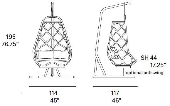 EXPORMIM Подвесное сиденье с 1 сиденьем из алюминия Aluminum versions C361 - Вид №3