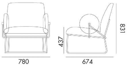 Grado Design Кресло на санках из ткани с подлокотниками Long Lon-ch-lg - Вид №8