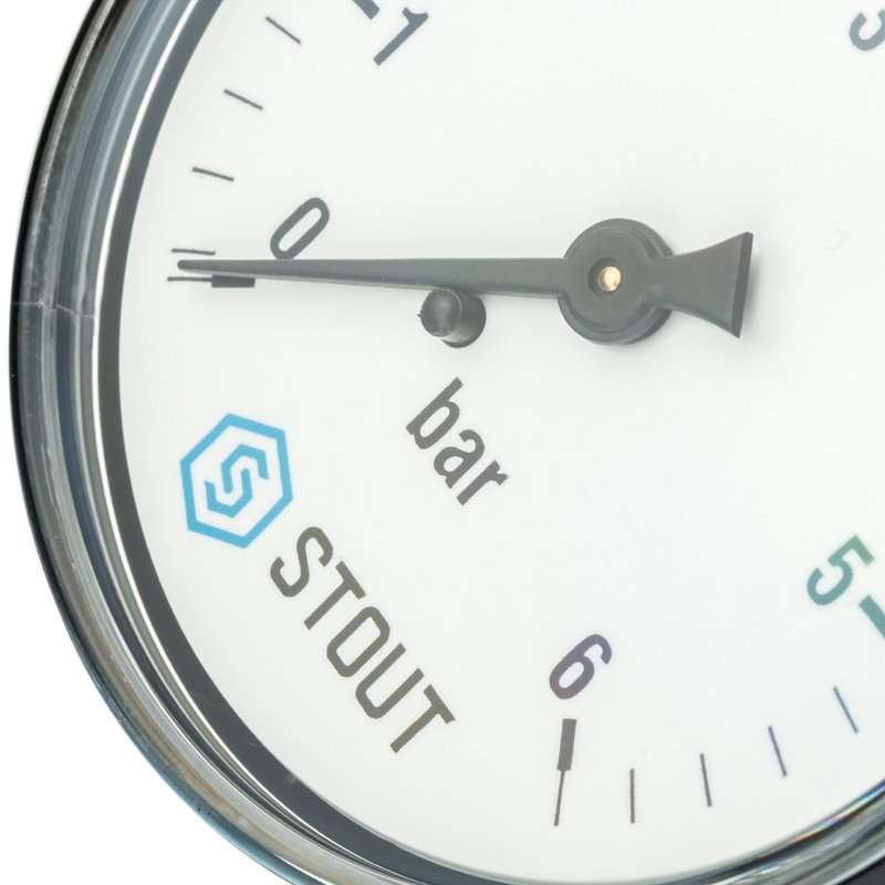 Манометр аксиальный 63 мм 1/4" 6 бар STOUT SIM0009630608 - Вид №2