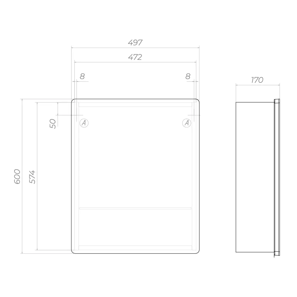 Шкаф для ванной комнаты с зеркалом Vigo Look 49.7x60x17 см с подсветкой STLM-2144819 - Вид №11
