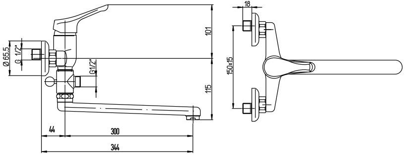 Paini Bios 05CR112P20LMKM смеситель для ванны - Вид №1