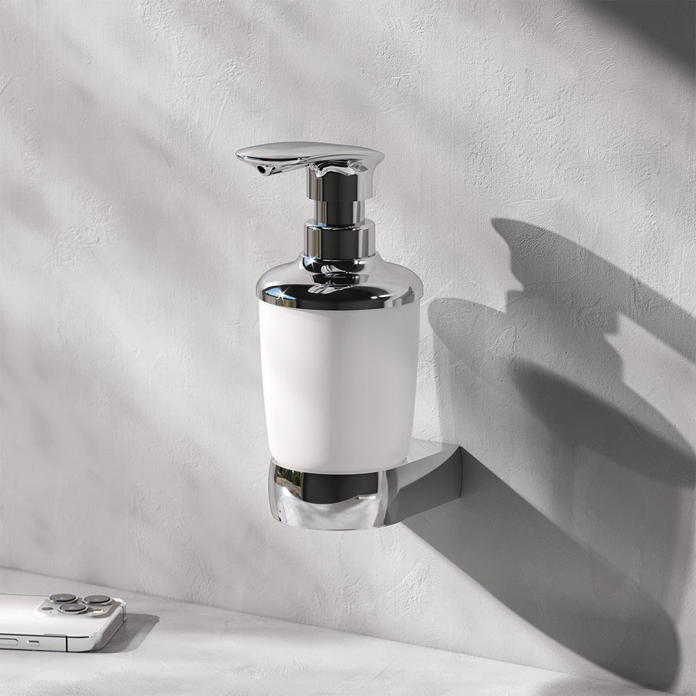 A3036900 Стеклянный диспенсер для жидкого мыла с настенным держателем хром шт AM.PM Sensation