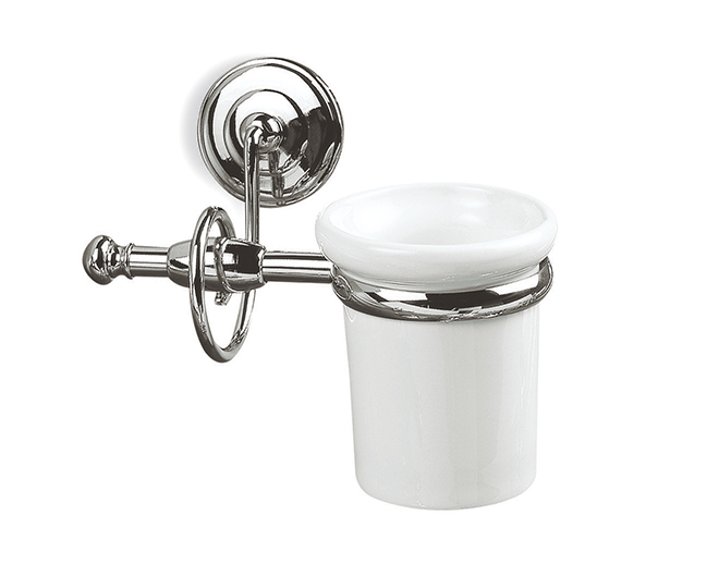 I10(25-BI) Stil Haus Idra, настенный керамический стакан, цвет бронза - белая керамика 