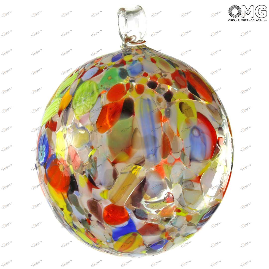 4251 ORIGINALMURANOGLASS Ёлочный шар Арлекино - миллефиори - муранское стекло OMG 9 см 
