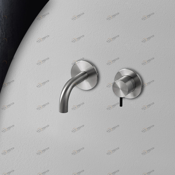 Смеситель для раковины сталь матовая с черной ручкой Toki Radomonte TKI17SCIL22