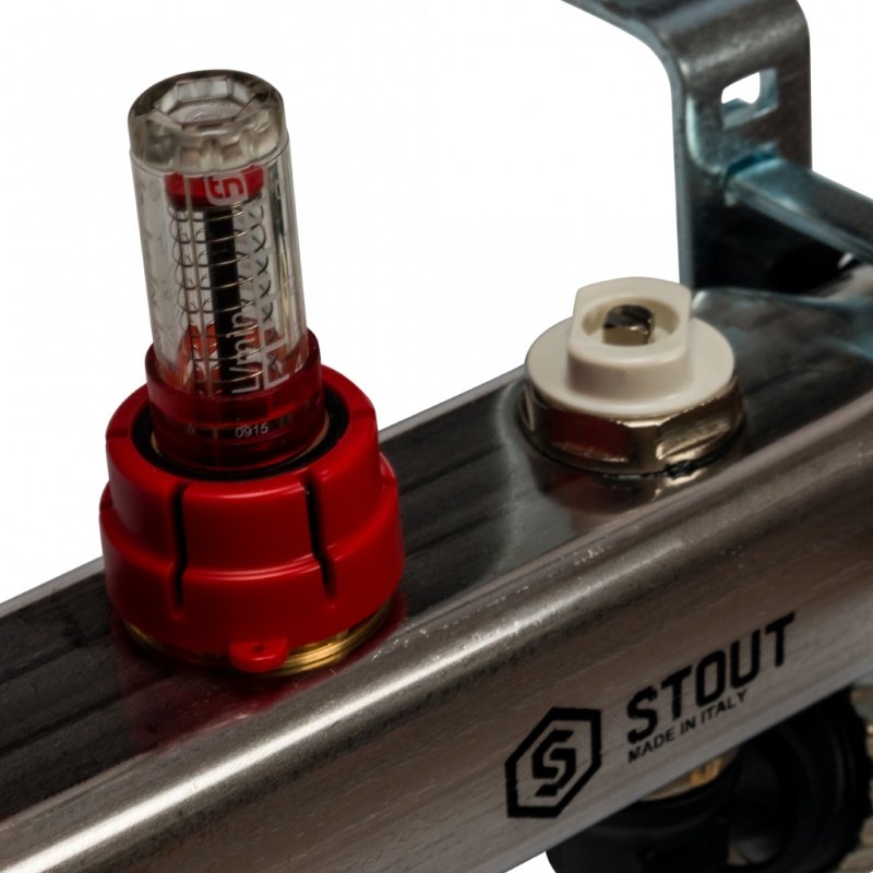 Коллектор из нерж. стали на 8 вых. с расходомерами, сливом и клапаном STOUT SMS0927000008 - Вид №4