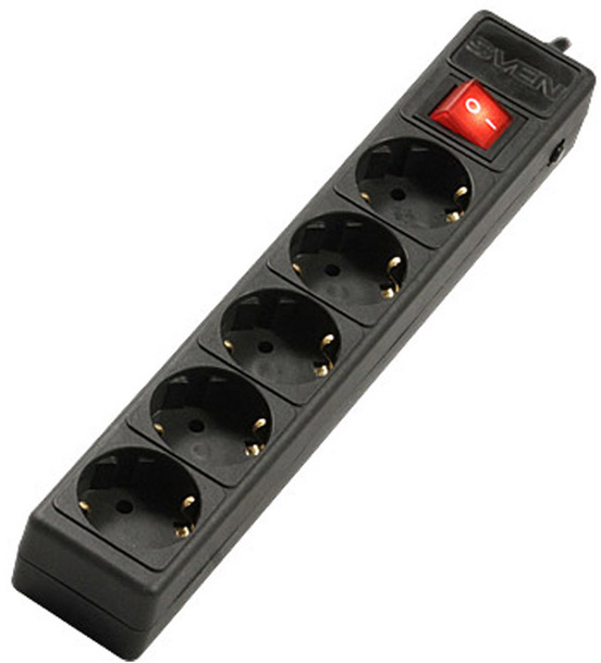 213 Surge protector optima base 1,8 m (5 sockets) black Sven Santreyd 