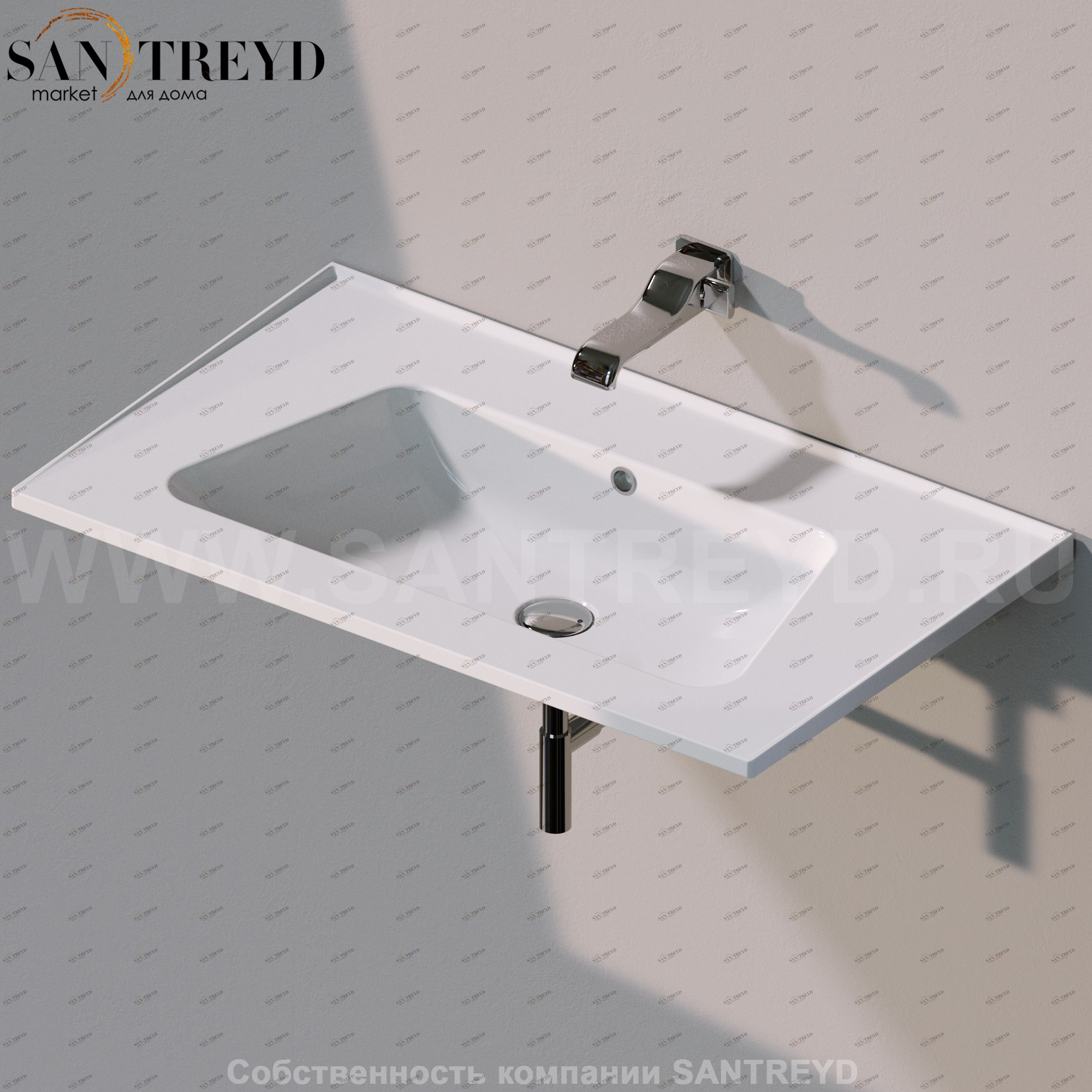 BM85L9016 Подвесная раковина настенная прямоугольная Ceramica Flaminia Bloom белая