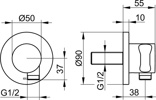 59592130001 Вывод для шланга с держателем душевой лейки DN 15 KEUCO IXMO - Вид №8