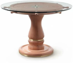 Caroti Круглый стол из массива дерева и хрусталя  1008