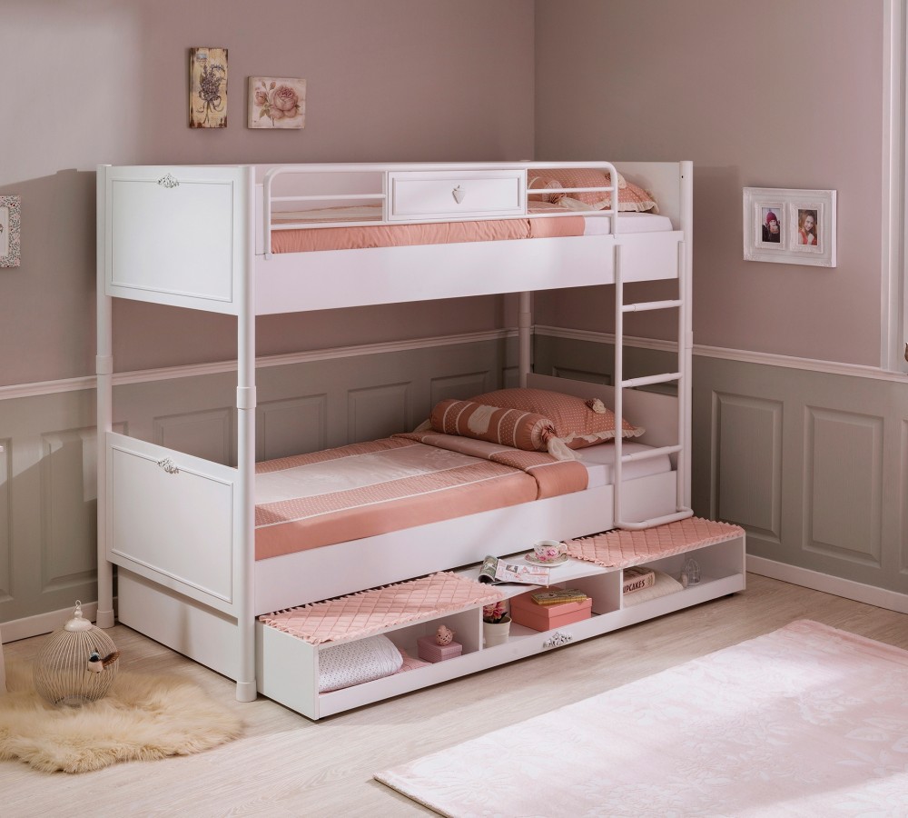 Детская двухъярусная кровать белая 90х200 см Romantica CILEK ROMANTICA 00-3832156 Белый Santreyd - Вид №1