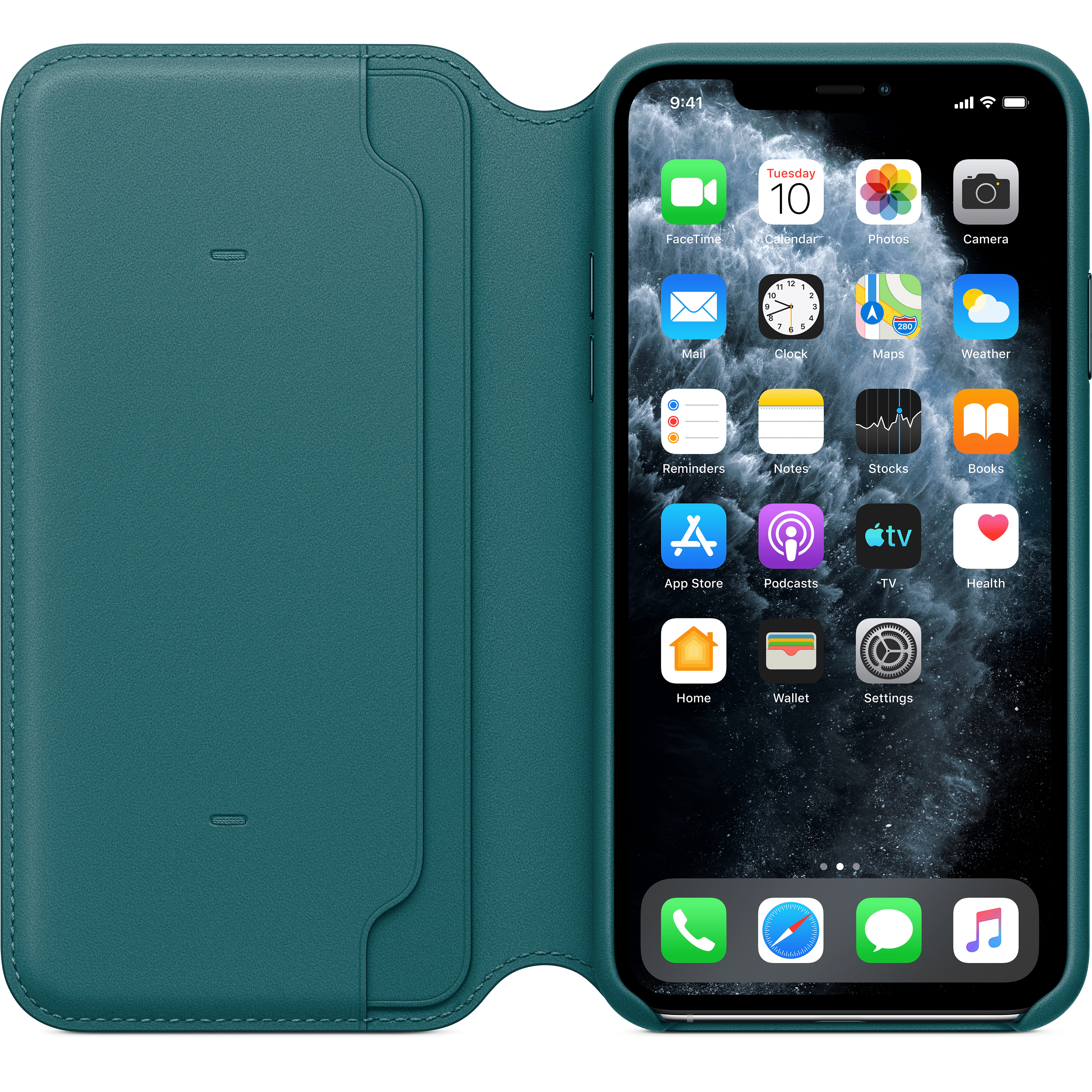 MY1Q2ZM/A Iphone 11 pro max leather folio - peacock Apple Santreyd  - Вид №5