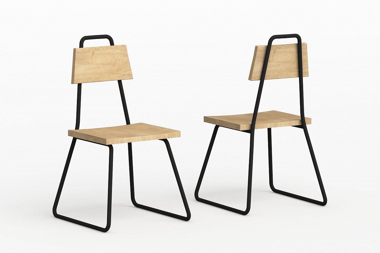 Стул с металлическими ножками и деревянным сиденьем розовый Bauhaus WOODI  00-3966296 Розовый  - Вид №3