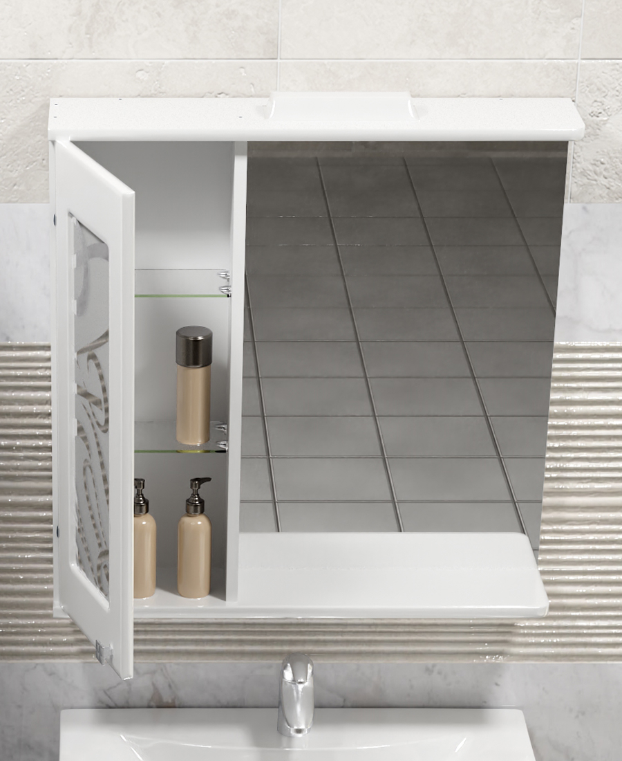 Зеркало Provans 600 (левый) со спотом600⨉150⨉700 мм белый VIGO sun-id-664491 - Вид №2