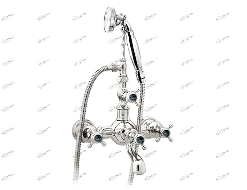 035016.N00.30 Душевой набор для ванны с черным фарфором Античная латунь Mestre RETRO