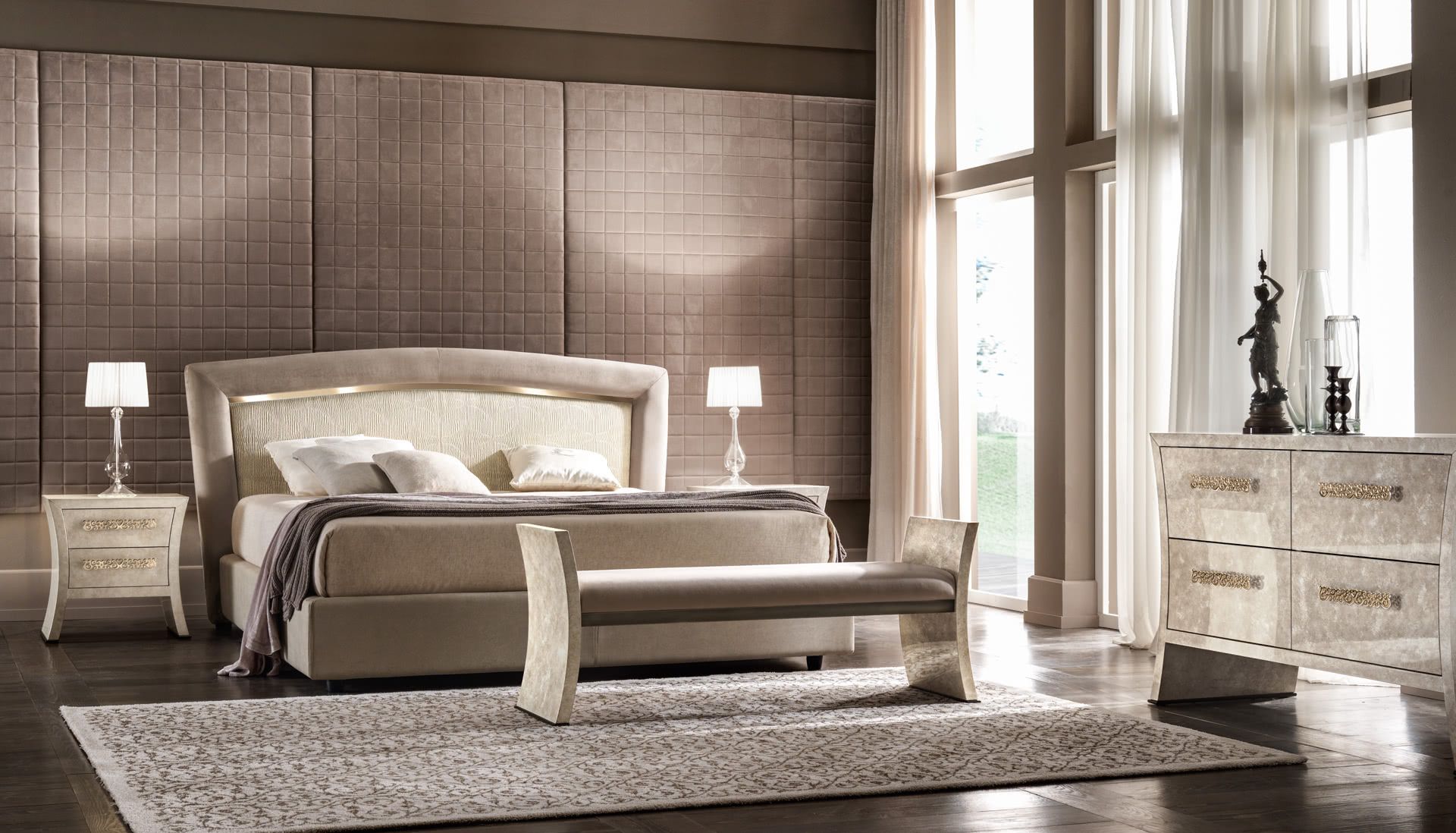 Мягкая кровать из искусственной кожи с высоким изголовьем Cantori ARCH-00125286 - Вид №1