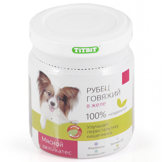 ПР0031035 Корм для собак Рубец говяжий в желе (банка стекло) конс. 100г TITBIT 