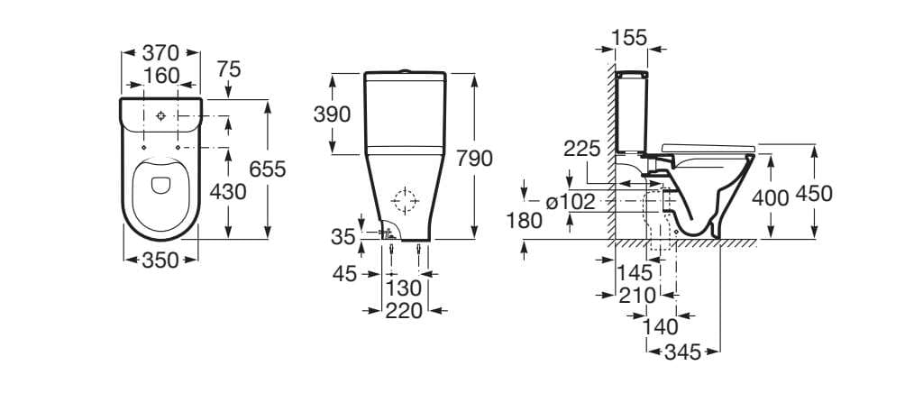 Фарфоровый туалет без бриды Roca The Gap ARCH-00135977 - Вид №2