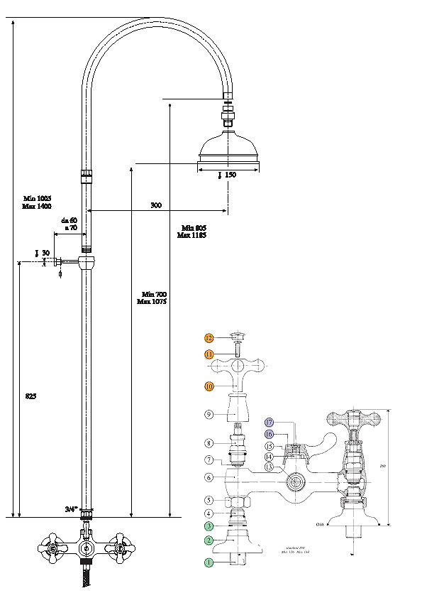 660920KK21D200 Душевая система Bandini Classic Santreyd - Вид №1