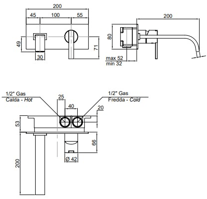 Antonio Lupi Design Смеситель для умывальника настенный с тарелкой Bikappa Antoniolupi sun-id-1445599 - Вид №2