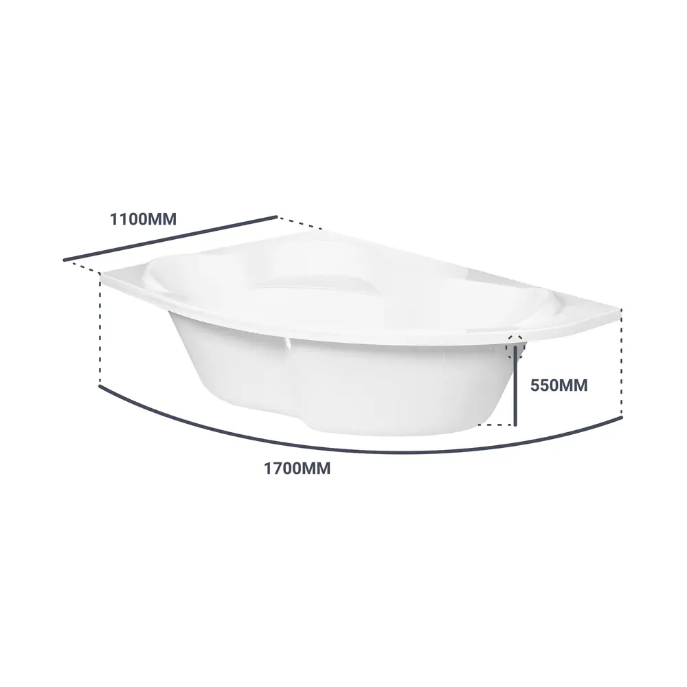 Асимметричная ванна Sensea Глоу 170х110 см для эргономичного пространства 81944583 STLM-0014294 - Вид №8