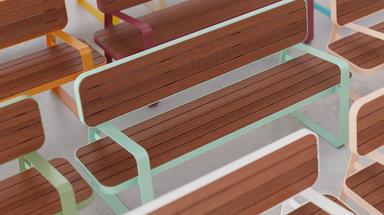 Стальная и деревянная скамья со спинкой DIMCAR ACE ARCH-00118171 - Вид №1