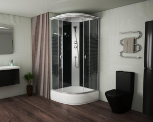 Душевая кабина NG- 3504-14BLACK (900х900х2150) низкий поддон(26см) стекло МОЗАИКА