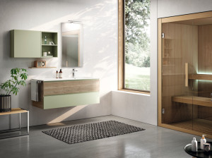 Одноместный подвесной умывальник с ящиками